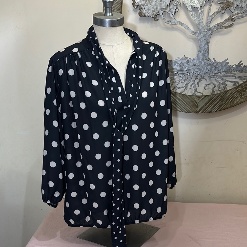 Sweet Pea by Stacy Frati Black and White Polka Dot Blouse